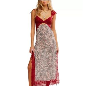 Free People Sexy Luxurious Red Lace Chemise
